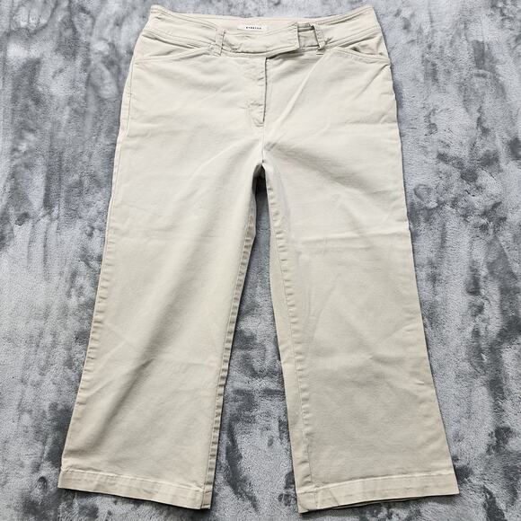 Jones Wear Sport Pants Womens 10 Tan Khaki Mid Rise Crop Capri Wide Leg Casual - Picture 1 of 11
